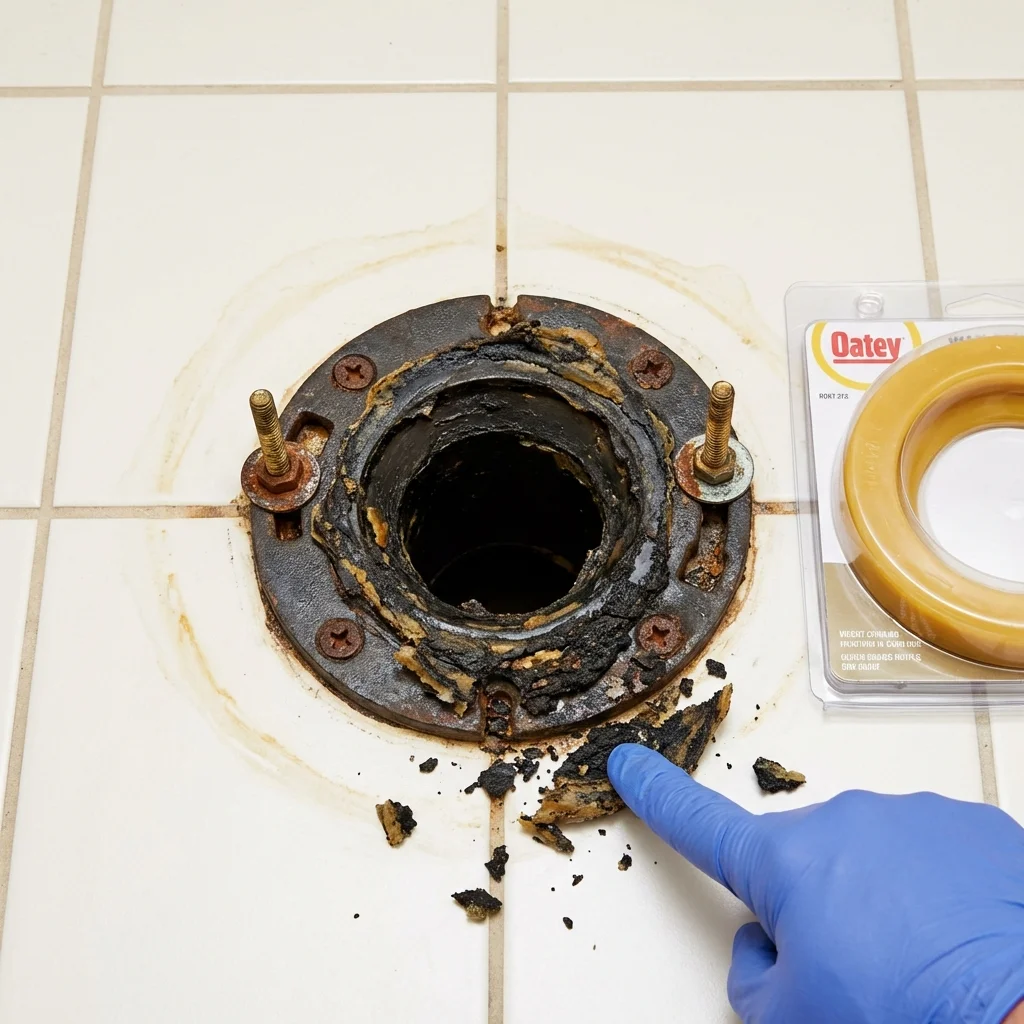 Failed wax ring showing water seepage at the base of a toilet in a Berkeley, CA home