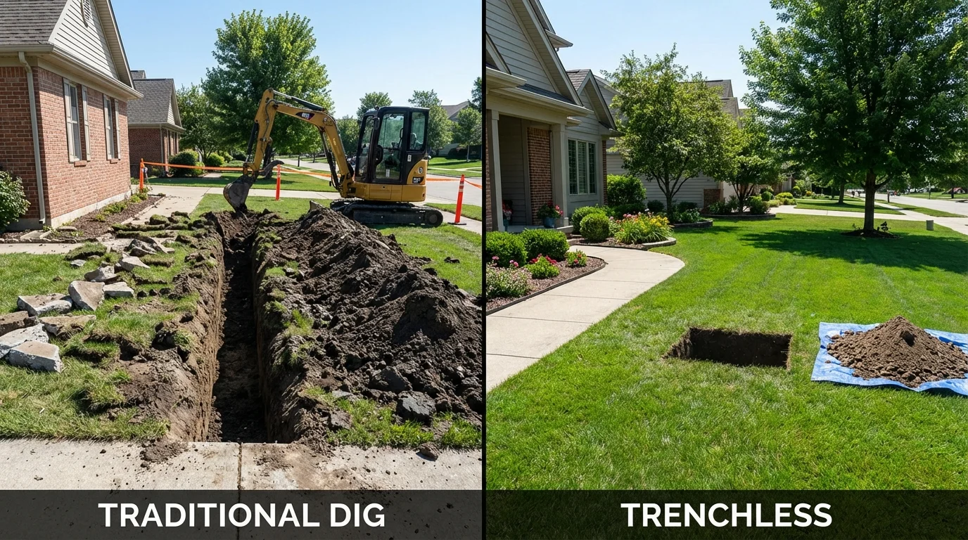 Trenchless sewer repair with minimal yard damage versus traditional excavation in Berkeley, CA